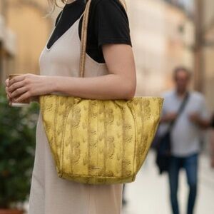 Vince Camuto Yellow and Black Shoulder Bag with Slouchy Design,